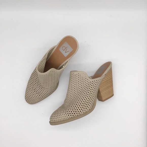 DV by Dolce Vita Shoes - DV by Dolce Vita perforated mules tan size 7.5 EUC